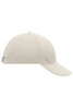 A low-profile, six-panel cap in a neutral beige colour, featuring a back strap and branding logo.