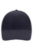 A navy low-profile six-panel cap with a flat brim and a logo on the front.