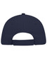 A navy blue 5 Panel Sandwich Cap featuring a solid back and adjustable strap. It has a logo or branding present.