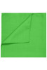 A bright green bandana with a smooth finish, featuring a folded corner. It has a simple design and no visible logos.