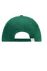A green cap featuring a rear view with adjustable strap and logo on the back.