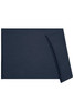 A dark navy headband made of cotton, featuring a simple design and a partial fold. It has a brand logo.