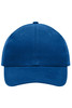 A blue 6-panel cap made of heavy cotton, featuring a logo on the front.