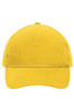 A yellow 5-panel cap made of heavy cotton, featuring a structured front panel and a curved brim.