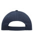 A navy blue 5 panel cap made of heavy cotton, featuring an adjustable strap at the back and a logo.