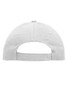 A grey 5 Panel Cap with a strap closure and five ventilation holes at the back.