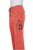 Coral jogger pants with pockets, featuring a stethoscope in one pocket. The pants have an elastic waistband and drawstring.