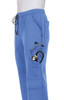 A pair of blue jogger pants featuring pockets, with a stethoscope tucked in one pocket.