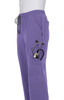 A pair of purple jogger pants featuring a pocket with a stethoscope. The pants have an elastic waistband and drawstrings.