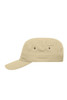 A military cap in a light beige colour, featuring a flat top and a short brim. It has ventilation eyelets and a logo.