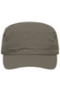 A military cap in olive green with a structured design and a peak. Features ventilation eyelets and a logo.