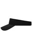 A black fashion sunvisor featuring a wide brim and an adjustable strap at the back. It has a logo on the band.