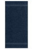 A navy blue hand towel featuring two subtle striped patterns. The product has a simple, elegant design.