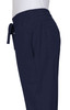 A navy jogger pant with an elastic waistband, side pockets, and a tied detail at the waist.