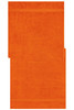 An orange sauna sheet with a textured surface, featuring two horizontal stripes near the edges.