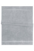 A grey bath sheet with subtle detailing, featuring a soft, absorbent texture. It has a branding logo.