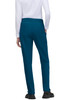 Atria Pant in teal, featuring a smooth waistband and tapered legs, worn by a person from the back.