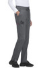 A pair of grey pants with pockets, featuring a drawstring waist and a logo. Suitable for professional use.