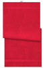 A red bath sheet with a textured design, featuring a hanging loop. It's categorised under health and personal bath towels.