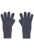 Knitted gloves in dark grey, featuring a ribbed cuff and five-finger design, with a logo present.