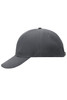 A grey six-panel cap with a curved brim and a logo on the side.