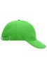 A vibrant green six-panel cap with an adjustable strap at the back and a logo on the side.