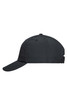 A black 6 Panel Coolmax® cap with a structured design and a branding logo on the side.