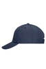 A navy blue 6 Panel Coolmax® cap with a curved brim and an adjustable strap at the back, featuring a logo.