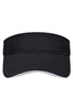 A black sandwich sunvisor featuring a wide brim and a contrasting underbrim, with a logo on the front.