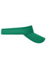 A green sun visor with a wide brim and adjustable band, featuring a logo on the side.