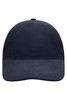 A navy blue six-panel cap featuring a soft lining and a structured design, with a logo on the front.