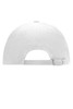 A white 6 Panel Softlining Raver Cap featuring a back closure and ventilation eyelets. It has a logo on the back.