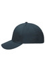 A navy blue 6-panel polyester peach cap featuring a curved peak and ventilation holes. It includes a logo.