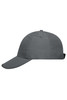 A grey six-panel cap featuring a curved brim and an adjustable strap at the back. It has a logo on the side.