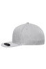 A grey Flexfit® Flat Peak Cap with a flat brim and a logo on the side.