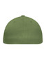 A green Flexfit® Flat Peak Cap with a rounded top and ventilation holes, featuring a logo on the side.