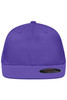 A purple Flexfit® Flat Peak Cap with a flat brim and fitted design, featuring a logo on the side.