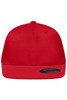 A red Flexfit® Flat Peak Cap featuring a flat brim and an interior logo branding.