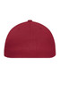 A red Flexfit® Flat Peak Cap featuring a smooth, rounded top and ventilation holes.