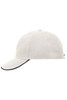 A grey 6-panel cap with a curved brim and a logo. The cap features a double sandwich design.