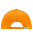 A bright orange 6 panel double sandwich cap featuring a branded logo on the back.