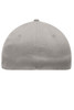 A grey 6 panel elastic fit baseball cap with a smooth, rounded top and a simple design.
