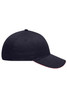 A navy blue 6 panel brushed sandwich cap with a contrasting trim, featuring a logo on the front.