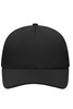 A black 6 panel sport mesh cap featuring a curved brim and a logo on the front.