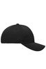 A black 6 panel sport mesh cap featuring a curved visor and a logo on the side.