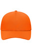 An orange six-panel sport mesh cap with a structured front and a curved brim, featuring a logo on the front.