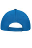 A blue 6-panel sport mesh cap featuring a back strap and a logo.