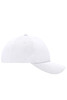 A white 6 Panel Sport Mesh Cap with a curved brim and a logo on the side.