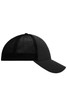 A black 6 panel elastic fit mesh cap with a curved brim and mesh back for ventilation.