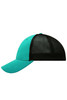 A turquoise 6-panel cap with a black mesh back and a curved brim, featuring a logo on the front.